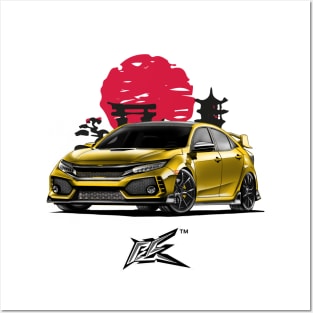 honda civic typeR fk yellow Posters and Art